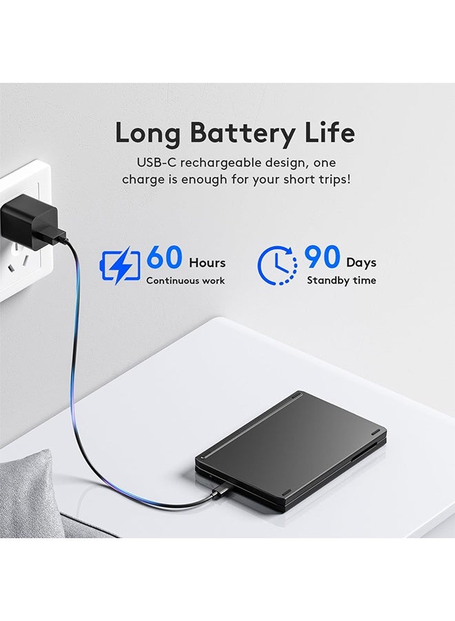 تودي جي هو لوحة مفاتيح بلوتوث قابلة للطي ، لوحة مفاتيح قابلة للطي لاسلكية محمولة للسفر ، مناسبة لـ iPad ، iPhone ، MacBook ، Android ، أجهزة الكمبيوتر المحمولة Windows ، أجهزة اللوح - أسود - Image 3