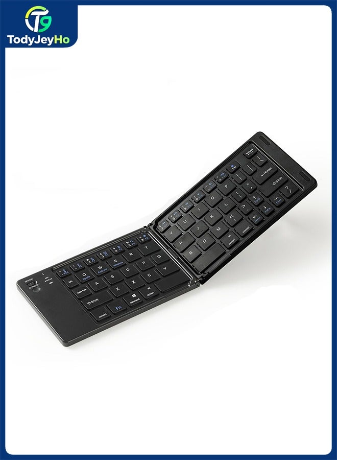 تودي جي هو لوحة مفاتيح بلوتوث قابلة للطي ، لوحة مفاتيح قابلة للطي لاسلكية محمولة للسفر ، مناسبة لـ iPad ، iPhone ، MacBook ، Android ، أجهزة الكمبيوتر المحمولة Windows ، أجهزة اللوح - أسود - Image 1