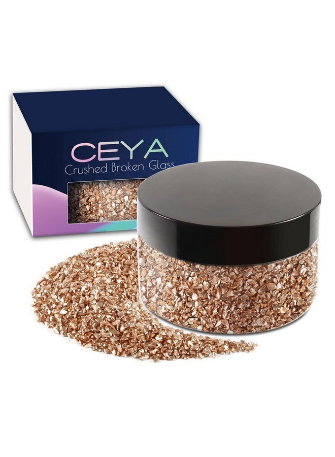 ceya 5.3Oz 150G Crushed Irregular Glass Champagne Gold Metallic Crystal Chips Broken Glass Glitter 24Mm Craft Glitter For Nail Arts Epoxy Resin Coasters Ornament Painting Geode Phone Case Jewelry - Image 1