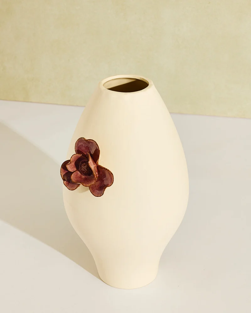 REDTAG Cream Floral Ceramic Vase