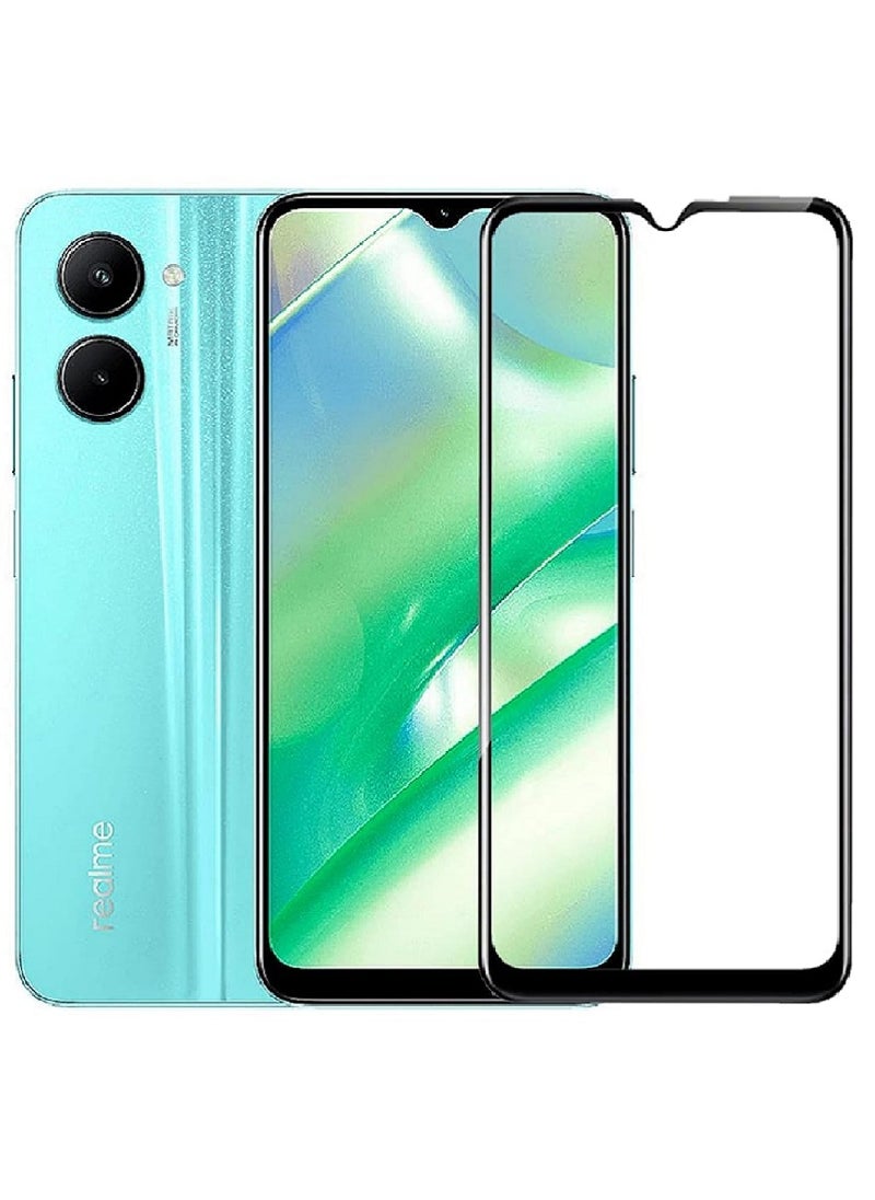Super حماية شاشة زجاجية مقسّاة 5D مصممة لهاتف Realme C33 تغطي الشاشة بالكامل مع لاصق كامل من الحافة إلى الحافة وخالية من الفقاعات - Image 1