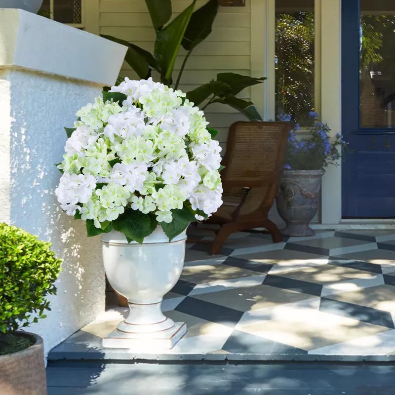GTIDEA 2 Set 24" Artificial Hydrangea Tree with Ground Spike Outdoor Faux Hydrangea Flowers Bushes UV Resistant PU Real Touch Faux Flower Tree Artificial Topiary for Outdoors Front Porch Garden Decor - Image 3