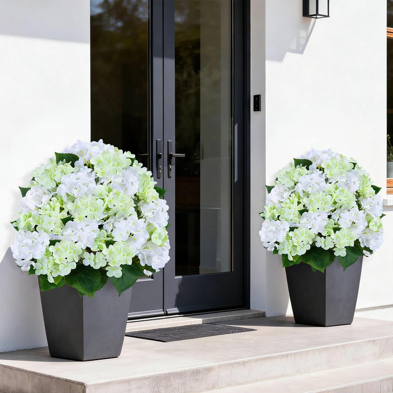 GTIDEA 2 Set 24" Artificial Hydrangea Tree with Ground Spike Outdoor Faux Hydrangea Flowers Bushes UV Resistant PU Real Touch Faux Flower Tree Artificial Topiary for Outdoors Front Porch Garden Decor - Image 5
