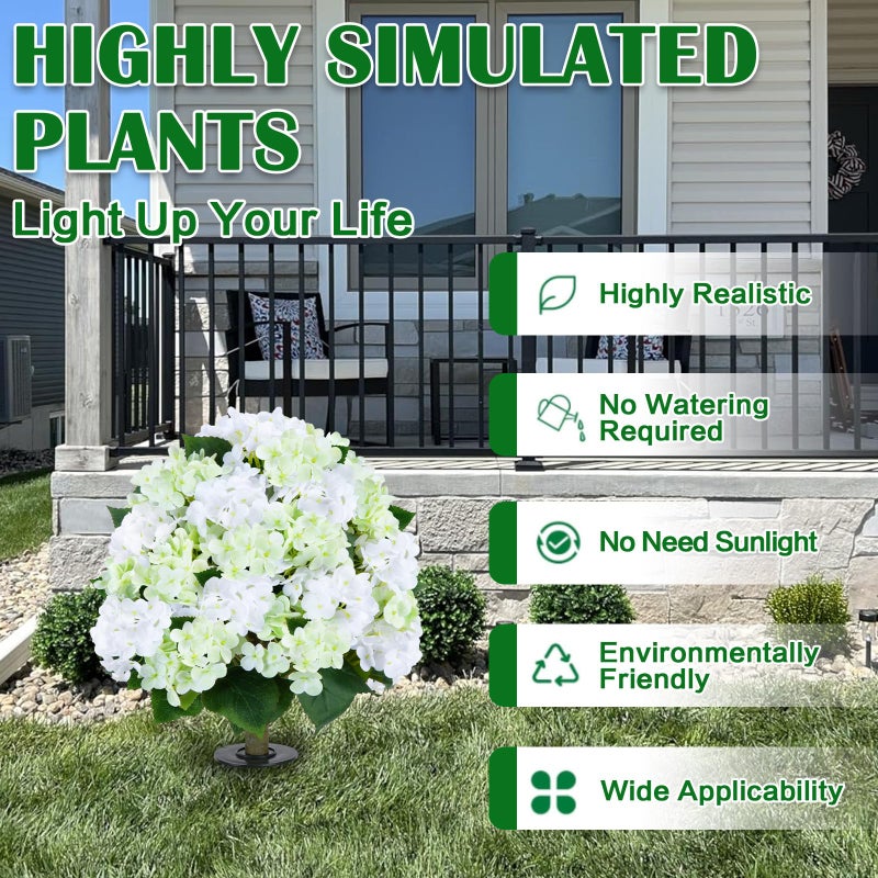 GTIDEA 2 Set 24" Artificial Hydrangea Tree with Ground Spike Outdoor Faux Hydrangea Flowers Bushes UV Resistant PU Real Touch Faux Flower Tree Artificial Topiary for Outdoors Front Porch Garden Decor - Image 4