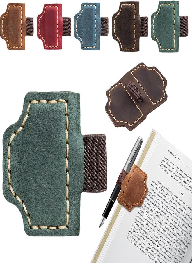 Aebgsa Bygone Mark Bookmark with Pen Holder, Personalized Leather Magnetic Bookmark,Magnetic Bookmarks for Reading Women Book Lovers Travelers Notebook Journal Covers(Blackish Green, 1) - Image 1