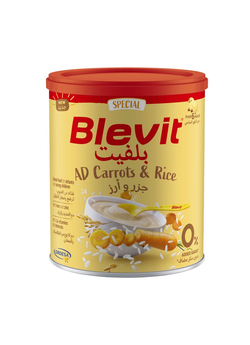 Blevit AD Carrots And Rice Zero Sugar 250g - Image 1