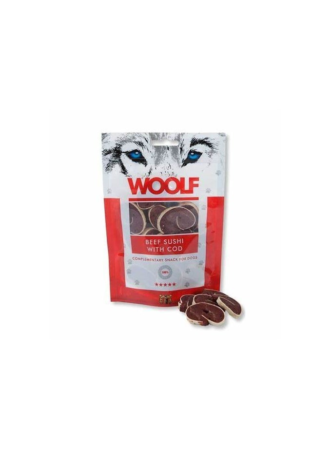 Woolf - Woolf Beef Sushi with Cod Treats 100 g - Image 1