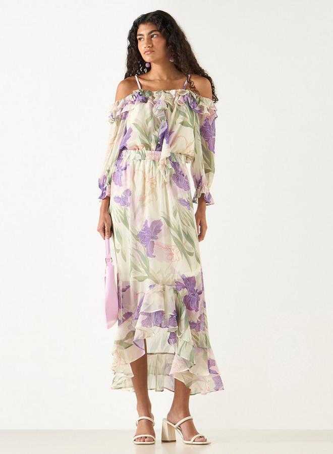 تواكستريمز تنورة طويلة غير متماثلة بطبعات زهور من تو إكستريمز - Image 2