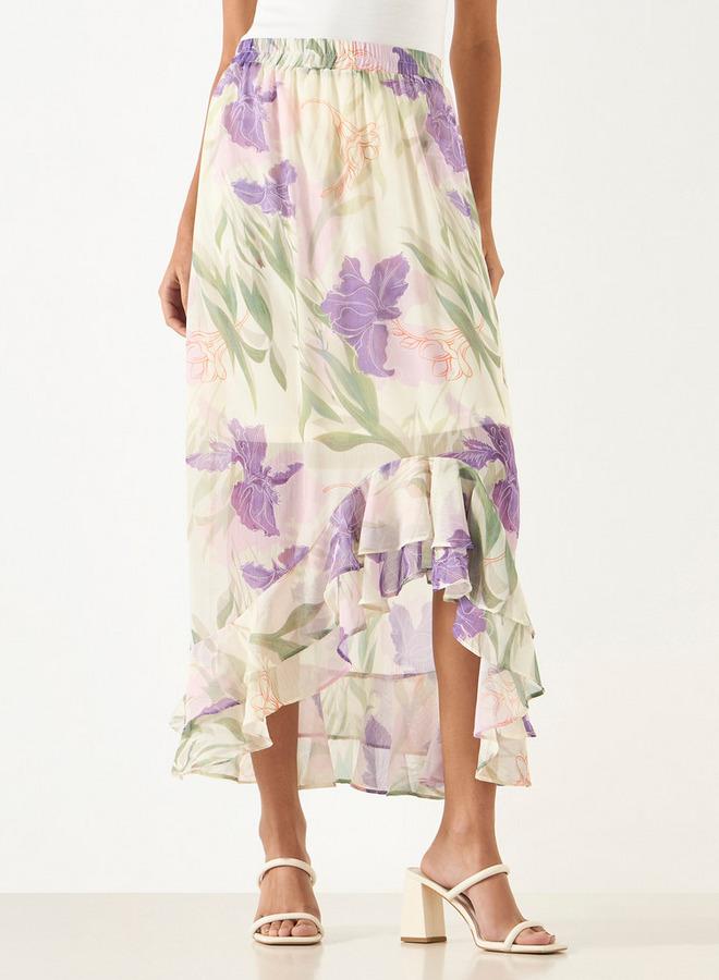 تواكستريمز تنورة طويلة غير متماثلة بطبعات زهور من تو إكستريمز - Image 1