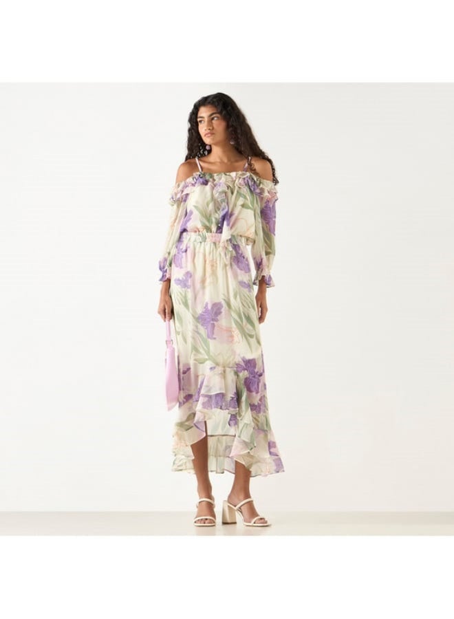 2Xtremz 2Xtremz Floral Print Asymmetric Maxi Skirt  - Image 4