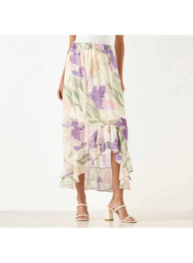 2Xtremz 2Xtremz Floral Print Asymmetric Maxi Skirt  - Image 3