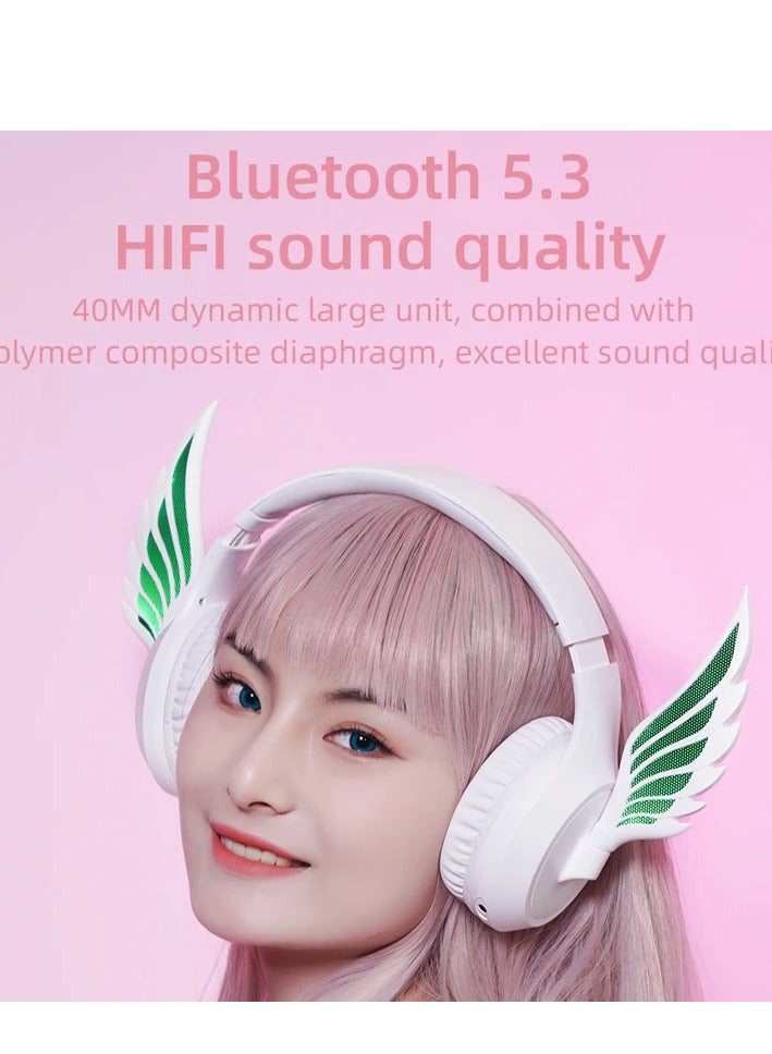 ZW-054 Wireless Gaming Headphones, Bluetooth V5.3 Earphones, On-Ear Earbuds with Rotating Wings and Amazing LED Light, Low Delay E-Games and Ultra-Low Power Consumption for Smartphone/PC/Laptop - Image 2
