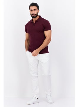 French Connection Men Regular Fit Brand Logo Short Sleeves Polo, Maroon  - Image 4