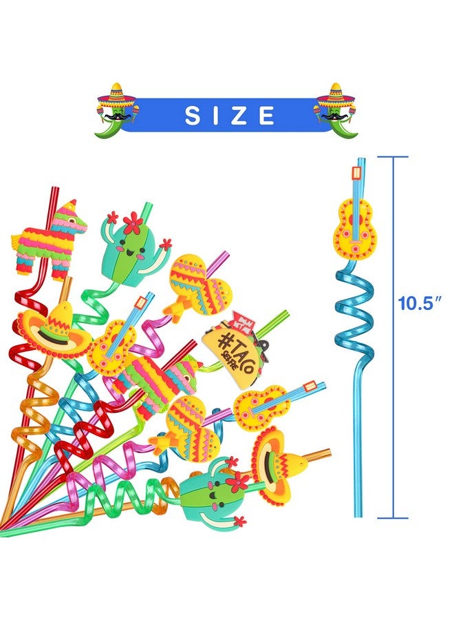 Upow 24PCS Mexican Fiesta Straws for Party Favors - Plastic Drinking Straws for Cinco De Mayo Party Supplies, Straws for Mexican Fiesta Taco Themed Party Straws for Kids Boys Girls Party Supplies - Image 4