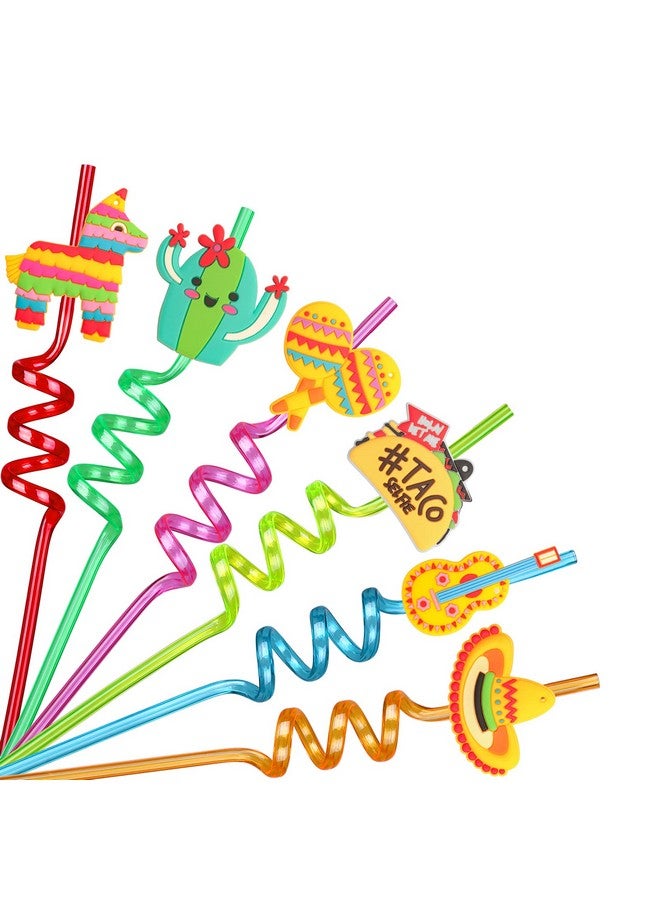 Upow 24PCS Mexican Fiesta Straws for Party Favors - Plastic Drinking Straws for Cinco De Mayo Party Supplies, Straws for Mexican Fiesta Taco Themed Party Straws for Kids Boys Girls Party Supplies - Image 1