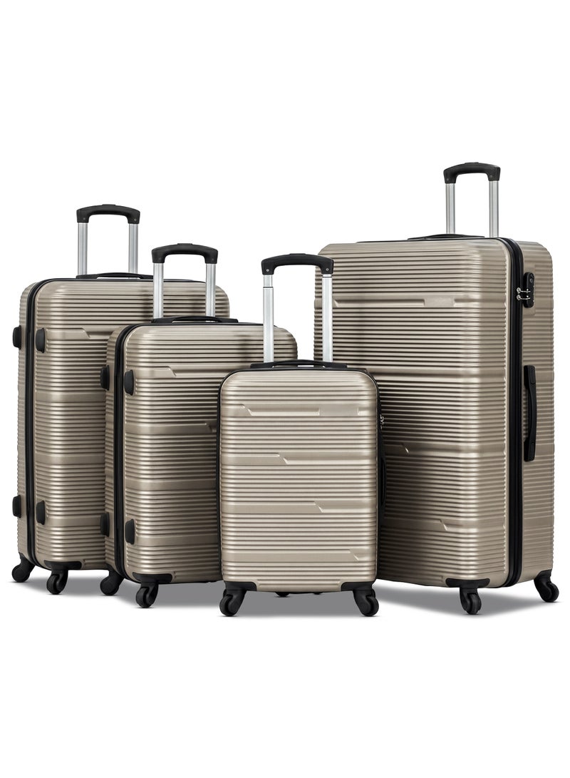 ZAAPPY Hard Shell Horizon Line ABS Lightweight 4 PCS SET (20/24/28/32 Inch) Luggage, Combination Lock Suitcase - Image 1