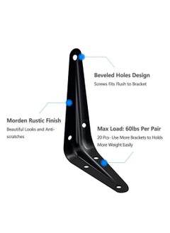 Y&D 20 Pack Shelf Brackets, SYOSI Heavy Duty Black Metal Floating Bracket, Rustic Farmhouse Decorative Iron Bracket  - Image 4