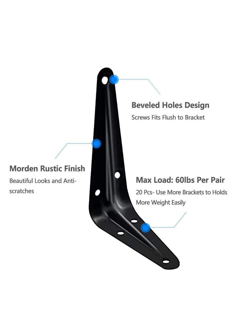 Y&D 20 Pack Shelf Brackets, SYOSI Heavy Duty Black Metal Floating Bracket, Rustic Farmhouse Decorative Iron Bracket  - Image 4