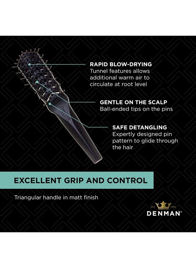 DENMAN 7 Row -D100 - Women Styling Tunnel Vented Hair Brush with Nylon Ball Tip Bristle - Ergonomic Design for Detangling & Volumizing - Image 5
