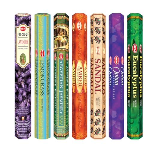 HEM assorted best sellers incense sticks pack of 6 - 120 Sticks, Fragrance - Lemongrass, Lavender, Egyptian Jasmine, Ambar Sandalo, Opium, Eucalyptus - Image 2