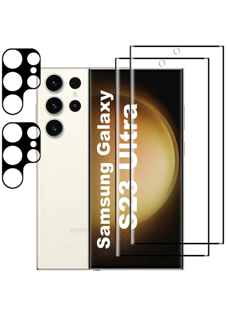 for Samsung Galaxy S23 Ultra Screen Protector with Camera Lens Protector, 9H Hardness Anti-Scratch Tempered Glass flim, Case Friendly, Anti-Fingerprint,Anti-Scratch (2+2 PACK) - Image 1