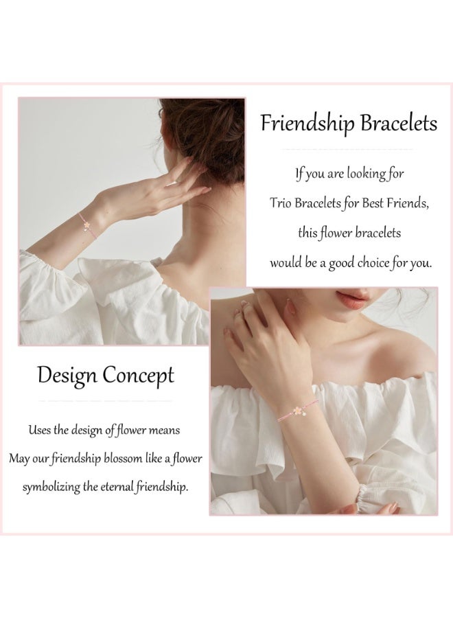 Peachjoy 3 PCS Friendship Bracelets, Trio Matching Best Friend Jewelry Set, Adjustable Sister Bands with Sliding Knot, Thoughtful BFF Gifts for Women Girls, Birthday Friendship Present for Her - Image 2