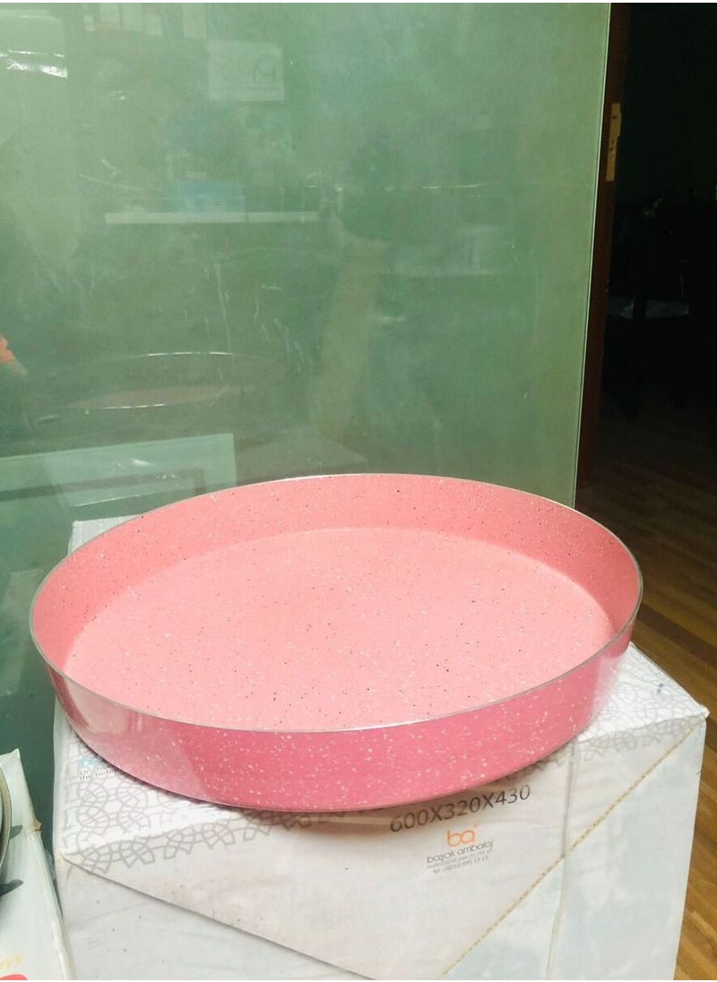 Generic - Granite trays 3Pcs Set different sizes, Deep Oven Tray Set pink 38,36,34cm - Image 1