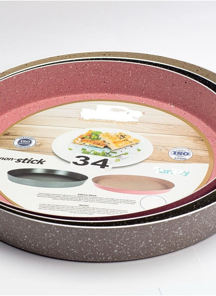 Generic - Granite trays 3Pcs Set different sizes, Deep Oven Tray Set pink 38,36,34cm - Image 1