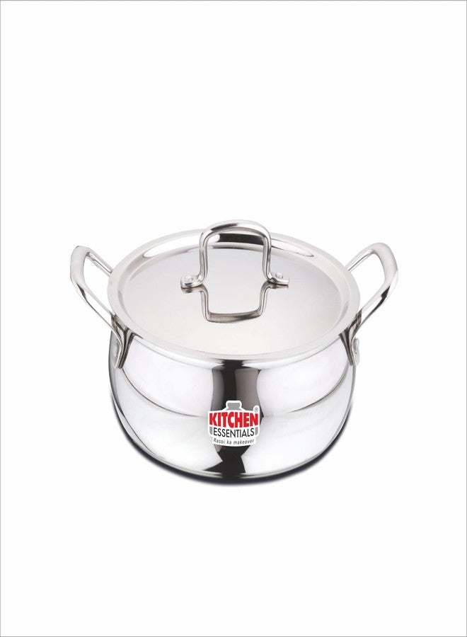 Kitchen Essentials Stainless Steel Triply Mini Handi with Steel Lid, 1.5 Ltrs, Induction Compatible, BIS Certified. - Image 1