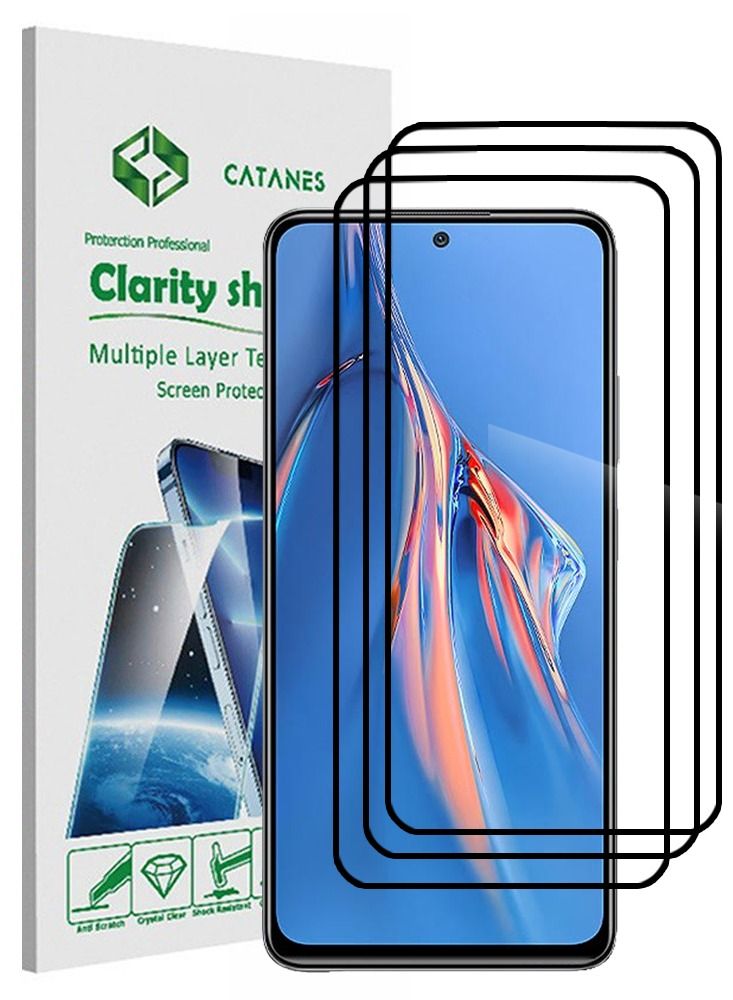 CATANES 3 Pack For Xiaomi Redmi Note 11E Pro Screen Protector Tempered Glass Full Glue Back - Image 1