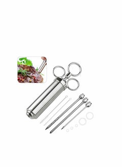 KASTWAVE Meat Injector, Stainless Steel Marinade Flavour Food Syringe with 3 Needles/ 2oz Syringe Barbecue Kits with 2 Cleaner Brushes, 4 Spare O-Rings  - Image 1