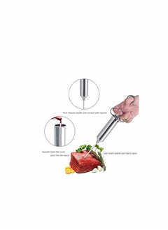 KASTWAVE Meat Injector, Stainless Steel Marinade Flavour Food Syringe with 3 Needles/ 2oz Syringe Barbecue Kits with 2 Cleaner Brushes, 4 Spare O-Rings  - Image 5