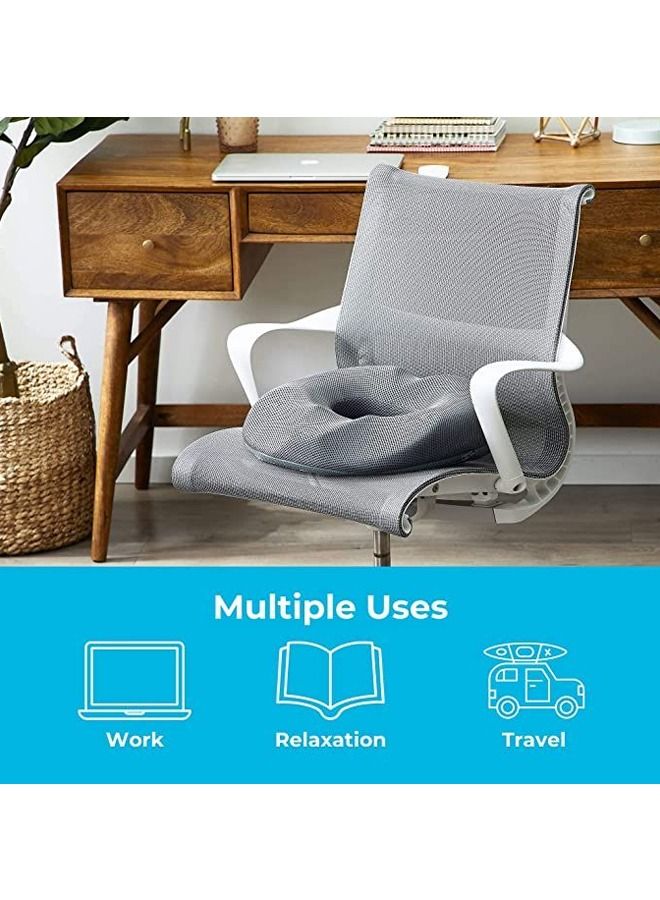 وسادة مقعد دونات تقويمية لتخفيف آلام عظم الذنب والبواسير وعرق النسا - وسادة إسفنجية ذكية للعصعص مع غطاء شبكي قابل للتهوية - لتخفيف الضغط على كرسي المكتب والسيارة والاستخدام المنزلي - Image 3