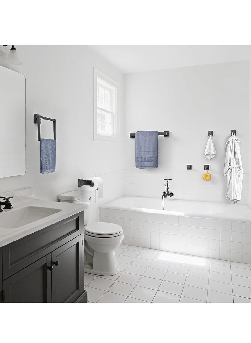 أونليماي فقط حامل مناشف للحمام، 7 قطع، طقم إكسسوارات حمام SUS304 أسود غير لامع، إكسسوارات حمام سوداء من الفولاذ المقاوم للصدأ، مثبت على الحائط من الفولاذ المقاوم للصدأ، طقم قضيب مناشف حمام - Image 2