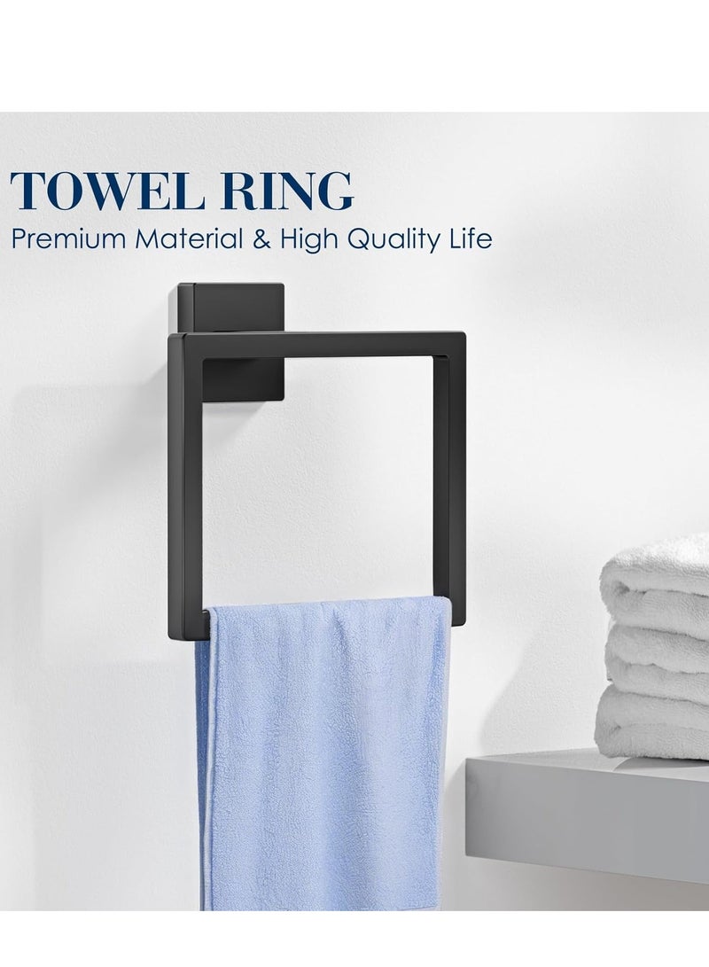 أونليماي فقط حامل مناشف للحمام، 7 قطع، طقم إكسسوارات حمام SUS304 أسود غير لامع، إكسسوارات حمام سوداء من الفولاذ المقاوم للصدأ، مثبت على الحائط من الفولاذ المقاوم للصدأ، طقم قضيب مناشف حمام - Image 5