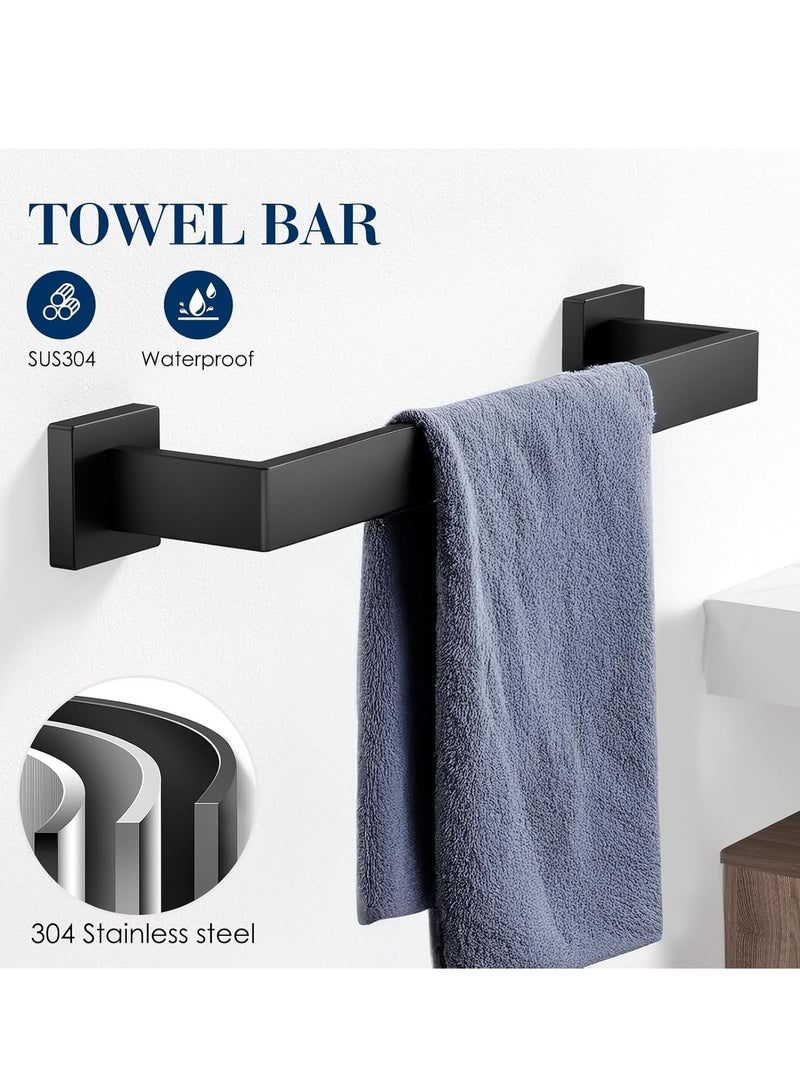 أونليماي فقط حامل مناشف للحمام، 7 قطع، طقم إكسسوارات حمام SUS304 أسود غير لامع، إكسسوارات حمام سوداء من الفولاذ المقاوم للصدأ، مثبت على الحائط من الفولاذ المقاوم للصدأ، طقم قضيب مناشف حمام - Image 4