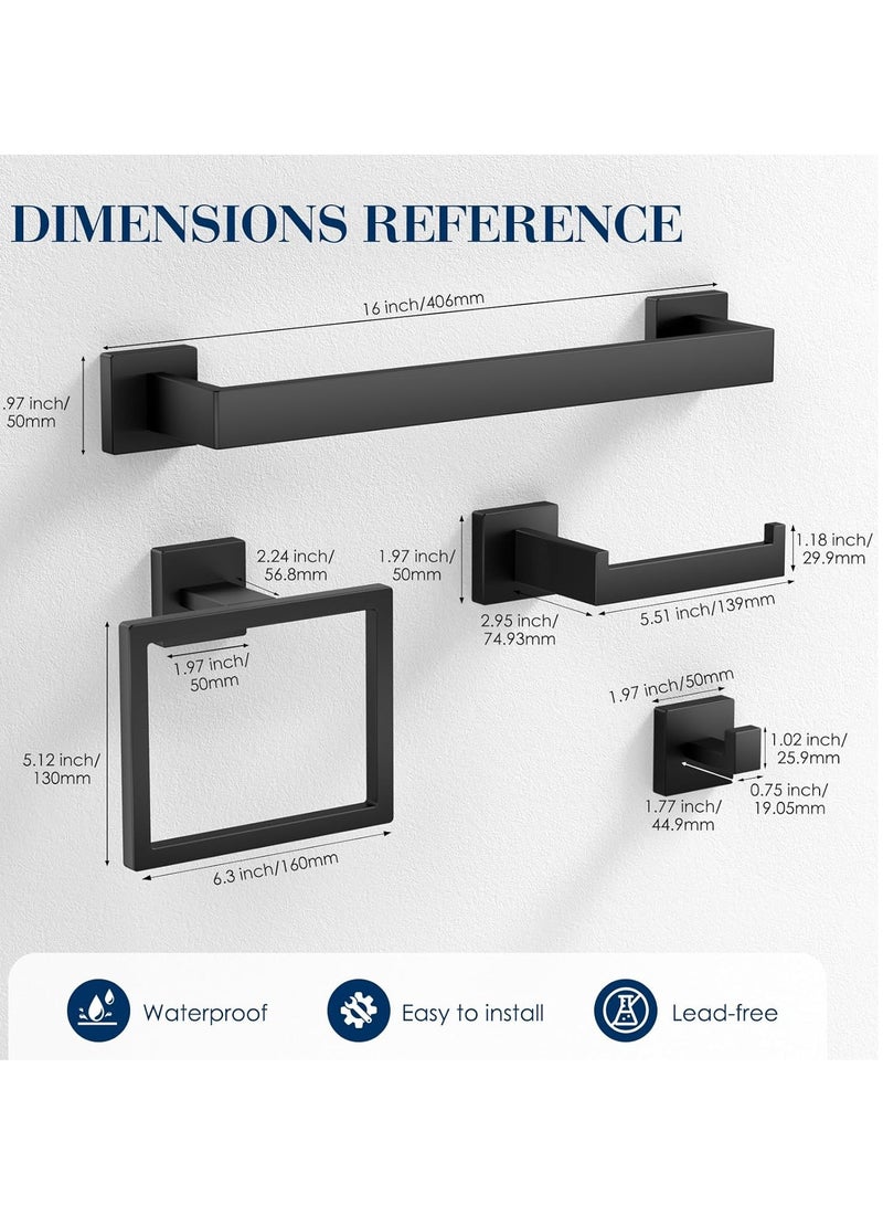 أونليماي فقط حامل مناشف للحمام، 7 قطع، طقم إكسسوارات حمام SUS304 أسود غير لامع، إكسسوارات حمام سوداء من الفولاذ المقاوم للصدأ، مثبت على الحائط من الفولاذ المقاوم للصدأ، طقم قضيب مناشف حمام - Image 3