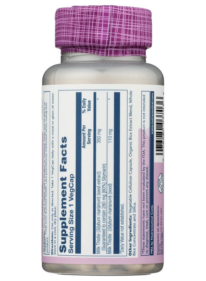 SOLARAY Milk Thistle Seed Extract 350 mg Guaranteed to Contain 80% Silymarin, Traditional Liver Support, Vegan & Lab Verified for Quality, 60 Day Money-Back Guarantee, 30 Servings, 30 VegCaps - Image 2