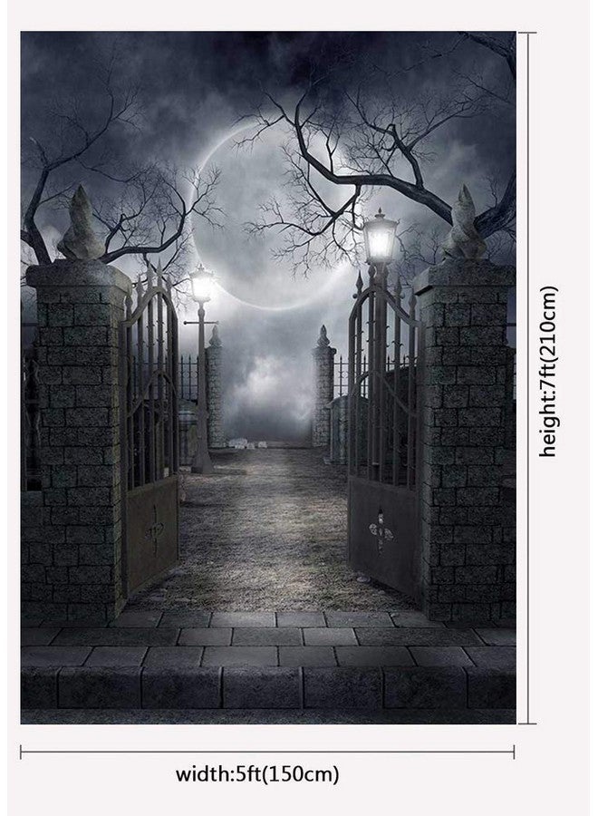 فانغوي خلفية تصويرية لموضوع الهالوين، قمر مظلم مرعب وأشجار ميتة، ديكورات حفلات، دعائم استوديو التصوير، خلفيات من الفينيل 5X7 قدم - Image 2