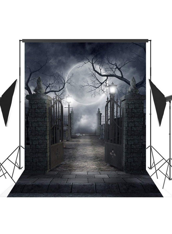 فانغوي خلفية تصويرية لموضوع الهالوين، قمر مظلم مرعب وأشجار ميتة، ديكورات حفلات، دعائم استوديو التصوير، خلفيات من الفينيل 5X7 قدم - Image 4