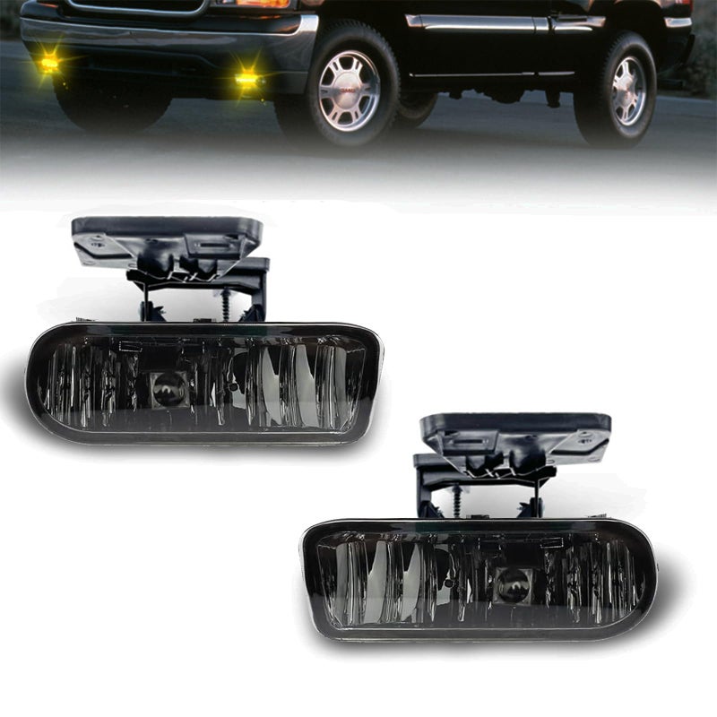 Boxlight Fog Lights Compatible with 20002006 GMC Yukon Pickup Truck 19992002 GMC Sierra Smoked Lens 2pcs GC055SMOKEDBOXLIGHT