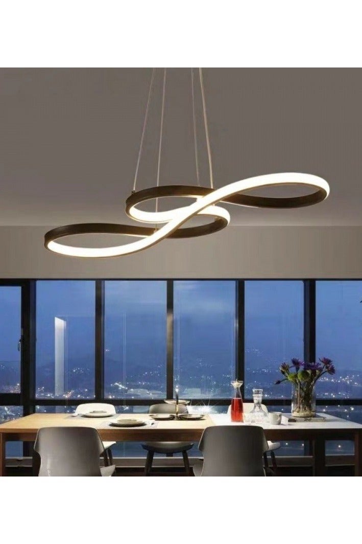 Modern LED Infinity Chandelier – Black Frame with 3 Light Modes - Image 1
