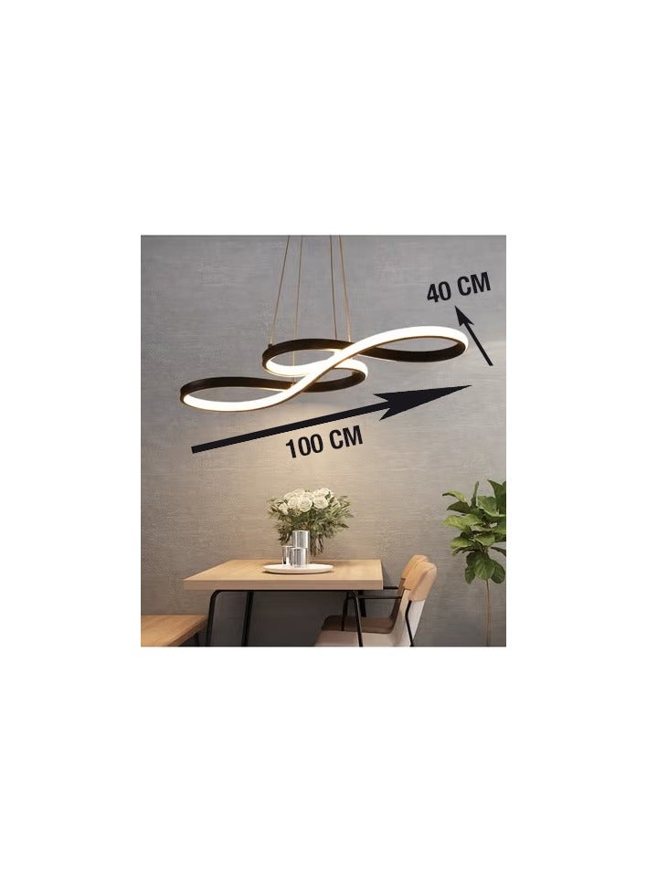 Modern LED Infinity Chandelier – Black Frame with 3 Light Modes - Image 4