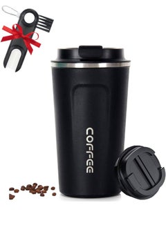 Generic Double Wall Stainless Steel Thermal Coffee Mug BPA Free Keeps Drinks Hot or Cold Non-Slip Leakproof 380ml (Black)  - Image 1