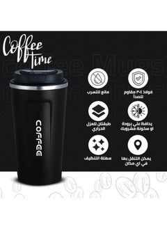 Generic Double Wall Stainless Steel Thermal Coffee Mug BPA Free Keeps Drinks Hot or Cold Non-Slip Leakproof 380ml (Black)  - Image 2
