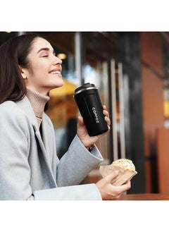 Generic Double Wall Stainless Steel Thermal Coffee Mug BPA Free Keeps Drinks Hot or Cold Non-Slip Leakproof 380ml (Black)  - Image 5