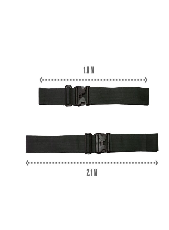 SILVER BEES SilverBees Luggage Straps Pack of 2; Adjustable 1.5 Inch Wide Travel Belts (1.8m & 2.1m) with Buckle Lock for Cabin & Check-in Suitcases, Trolleys, Duffels & Backpacks (Black) - Image 3