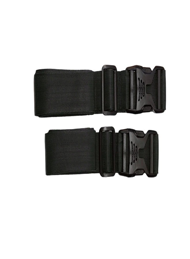 SILVER BEES SilverBees Luggage Straps Pack of 2; Adjustable 1.5 Inch Wide Travel Belts (1.8m & 2.1m) with Buckle Lock for Cabin & Check-in Suitcases, Trolleys, Duffels & Backpacks (Black) - Image 1