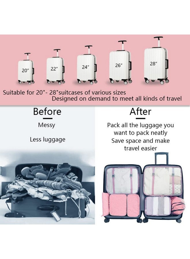 Fancyou 8 Set Packing Cubes, Luggage Organizers With Waterproof Storage Bag, Cosmetic Bag and Shoe Bag - Travel Accessories (Pink) - Image 4