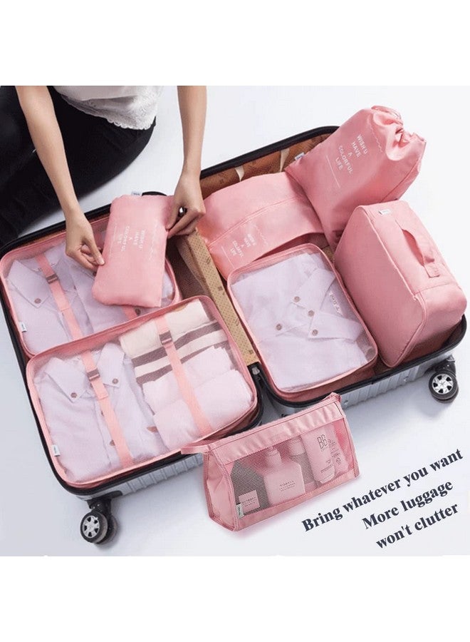 Fancyou 8 Set Packing Cubes, Luggage Organizers With Waterproof Storage Bag, Cosmetic Bag and Shoe Bag - Travel Accessories (Pink) - Image 5